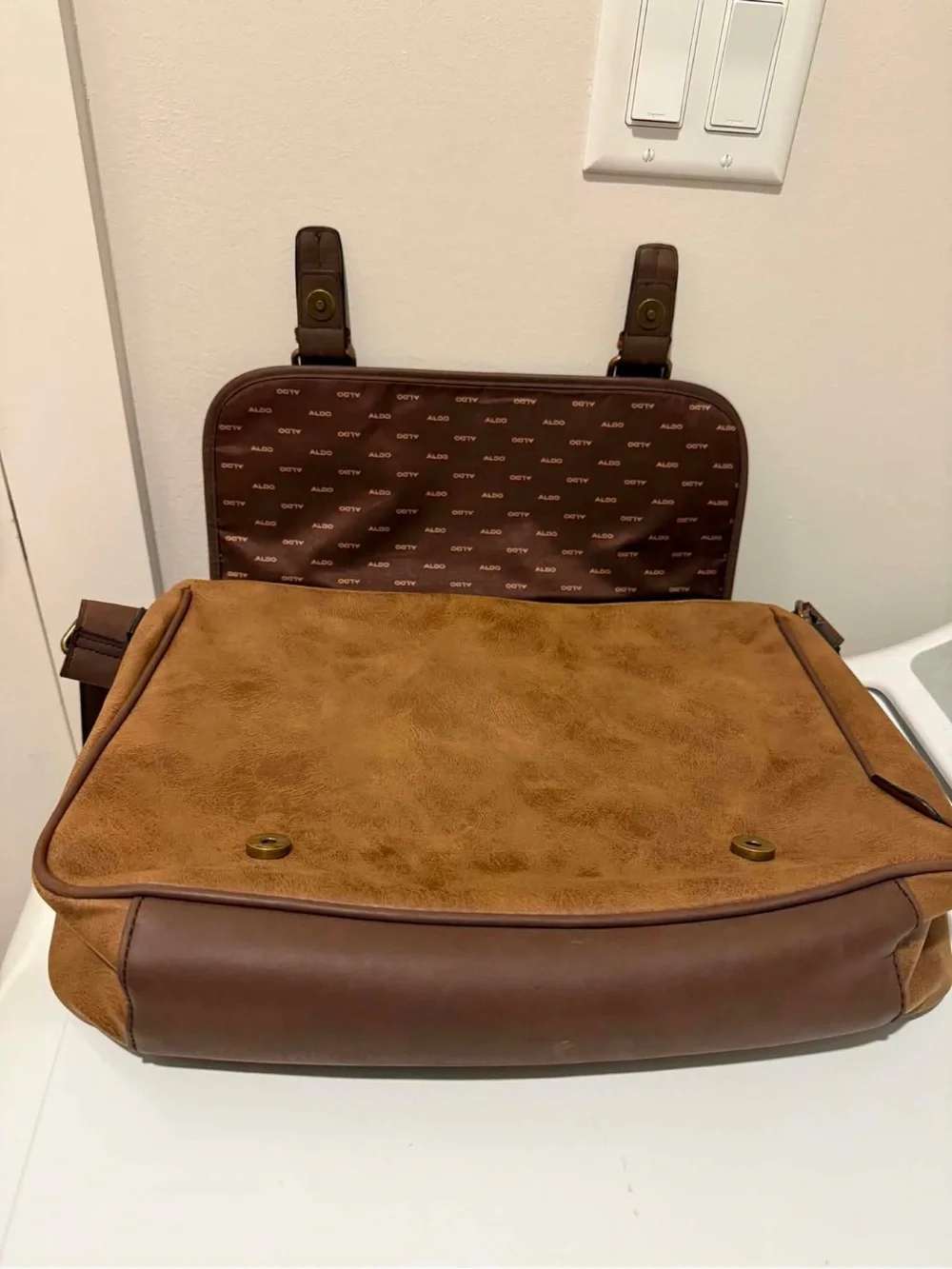 Aldo Two-Tone Tan and Dark Brown Men's Briefcase